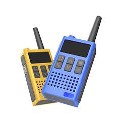 Image showing Blue and yellow walkie-talkies