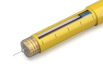 Image showing Close up of yellow insulin pen