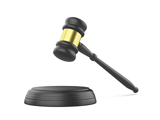 Image showing Black gavel and round sound block