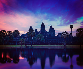 Image showing Angkor Wat - famous Cambodian landmark on sunrise