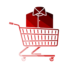 Image showing Shopping Cart With Clothes (Shirt) Icon