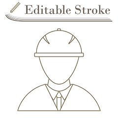 Image showing Icon Of Construction Worker Head In Helmet