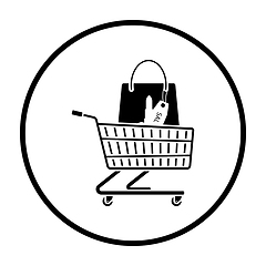 Image showing Shopping Cart With Bag Of Cosmetics Icon