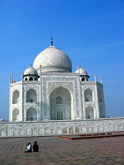 Image showing People and the Taj Mahal. Agra. India