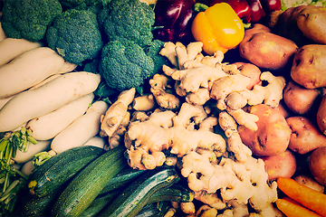 Image showing Vegetables in Asian market close up