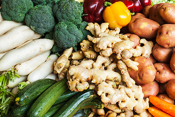 Image showing Vegetables in Asian market close up