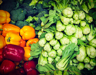 Image showing Vegetables in Asian market close up