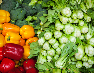 Image showing Vegetables in Asian market close up