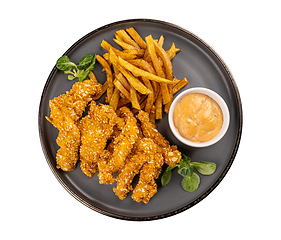 Image showing Breaded chicken breast strips