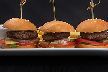 Image showing Mini hamburgers, mini burgers