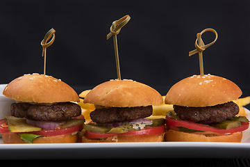 Image showing Mini hamburgers, mini burgers