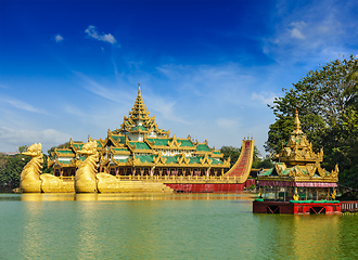 Image showing Karaweik barge at Kandawgyi Lake, Yangon, Myanmar