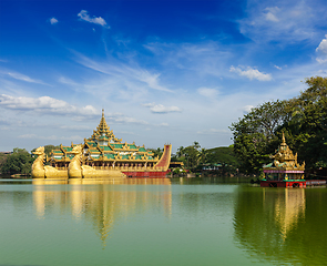 Image showing Karaweik barge at Kandawgyi Lake, Yangon, Myanmar