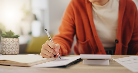 Image showing Accountant, hands and businesswoman calculating investment or working on financial budget. Freelance, calculator and professional employee review finance report and planning company tax audit