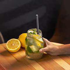 Image showing Cold and refreshing citrus fruit lemonade