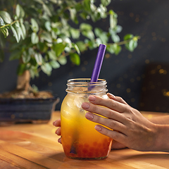 Image showing Fresh lemonade with jelly balls