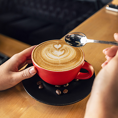 Image showing Latte art coffee cup