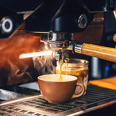 Image showing Delicious fresh morning espresso coffee