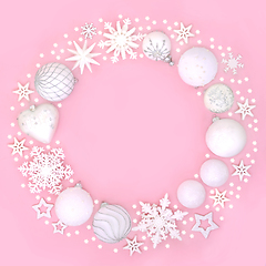 Image showing Christmas White Snowflake and Bauble Wreath