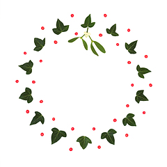 Image showing Christmas Winter Holly Berry Mistletoe and Ivy Leaf Wreath 