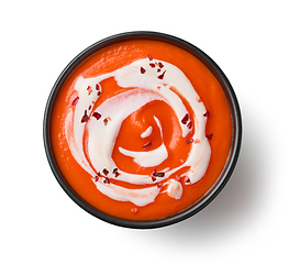 Image showing bowl of tomato cream soup 