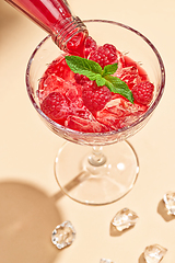 Image showing trendy summer cocktail Rosito raspberry