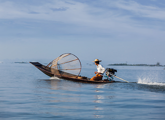 Image showing Traditional Burmese fisherman in Myanmar