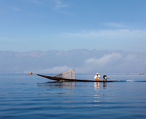 Image showing Traditional Burmese fisherman in Myanmar