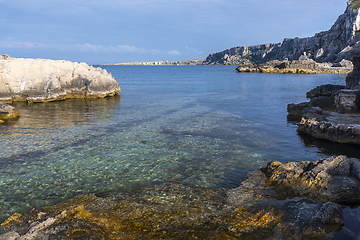 Image showing Landscape with rocky coast in the evening