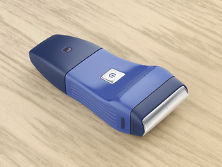 Image showing Blue electric shaver