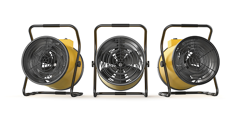 Image showing Three industrial electric fan heaters