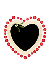 Image showing Christmas Heart Mistletoe and Red Bauble Wreath  