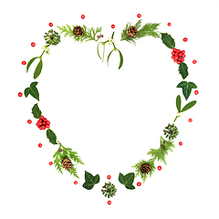 Image showing Romantic Heart Shaped Christmas Winter Wreath