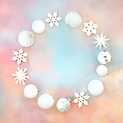 Image showing Christmas White Bauble Abstract Wreath 