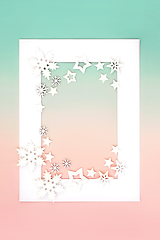 Image showing Snowflake and Star Christmas Background Frame 