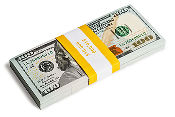 Image showing Bundle of 100 US dollars 2013 edition banknotes