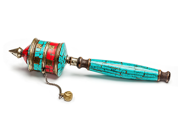 Image showing Tibetan buddhist Mani wheel or hand prayer wheel