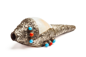 Image showing Tibetan Buddhist Conch Shell Horn Dung-Dkar