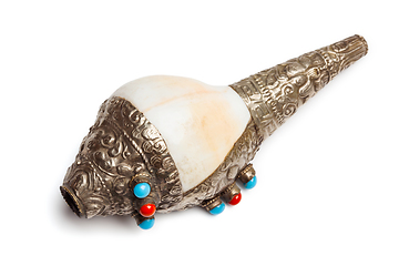 Image showing Tibetan Buddhist Conch Shell Horn Dung-Dkar