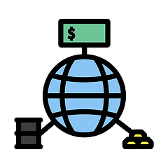 Image showing Oil, Dollar And Gold With Planet Concept Icon