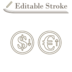 Image showing Falling Dollar And Growth Up Euro Coins Icon