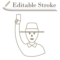 Image showing Cricket Umpire With Hand Holding Card Icon