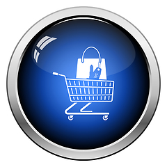 Image showing Shopping Cart With Bag Of Cosmetics Icon