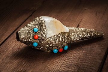 Image showing Tibetan Buddhist Conch Shell Horn Dung-Dkar