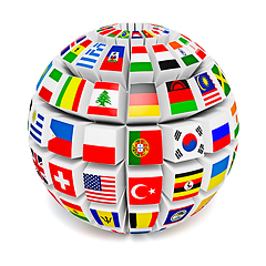 Image showing Globe sphere with flags of the world