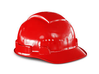 Image showing Red hard hat of construction worker isolated