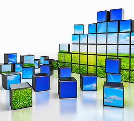 Image showing Cubes with landscape image on white background