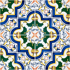 Image showing Traditional Portuguese glazed tiles