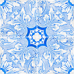 Image showing Traditional Portuguese glazed tiles