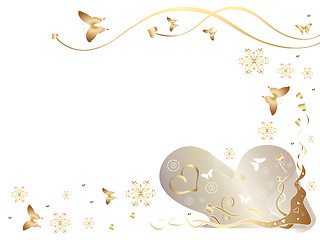 Image showing Gold valentines ornament